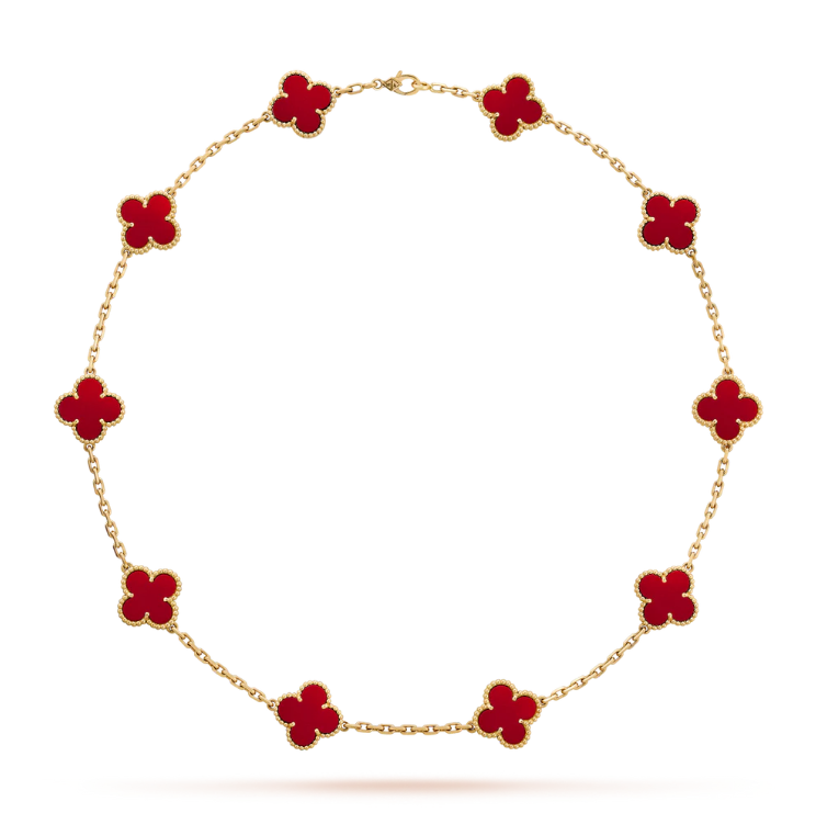 CLOVERS THE  10-MOTIFS CARNELIAN NECKLACE