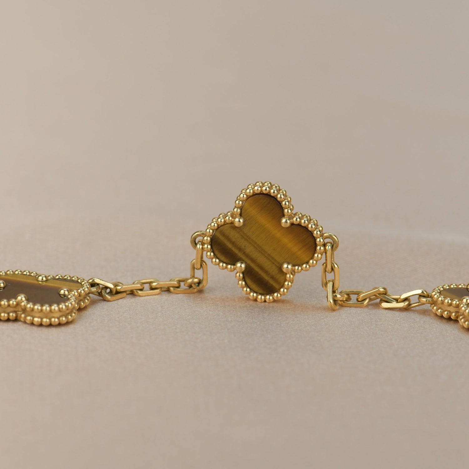 CLOVER  5 MOTIFS TIGER EYE BRACELET