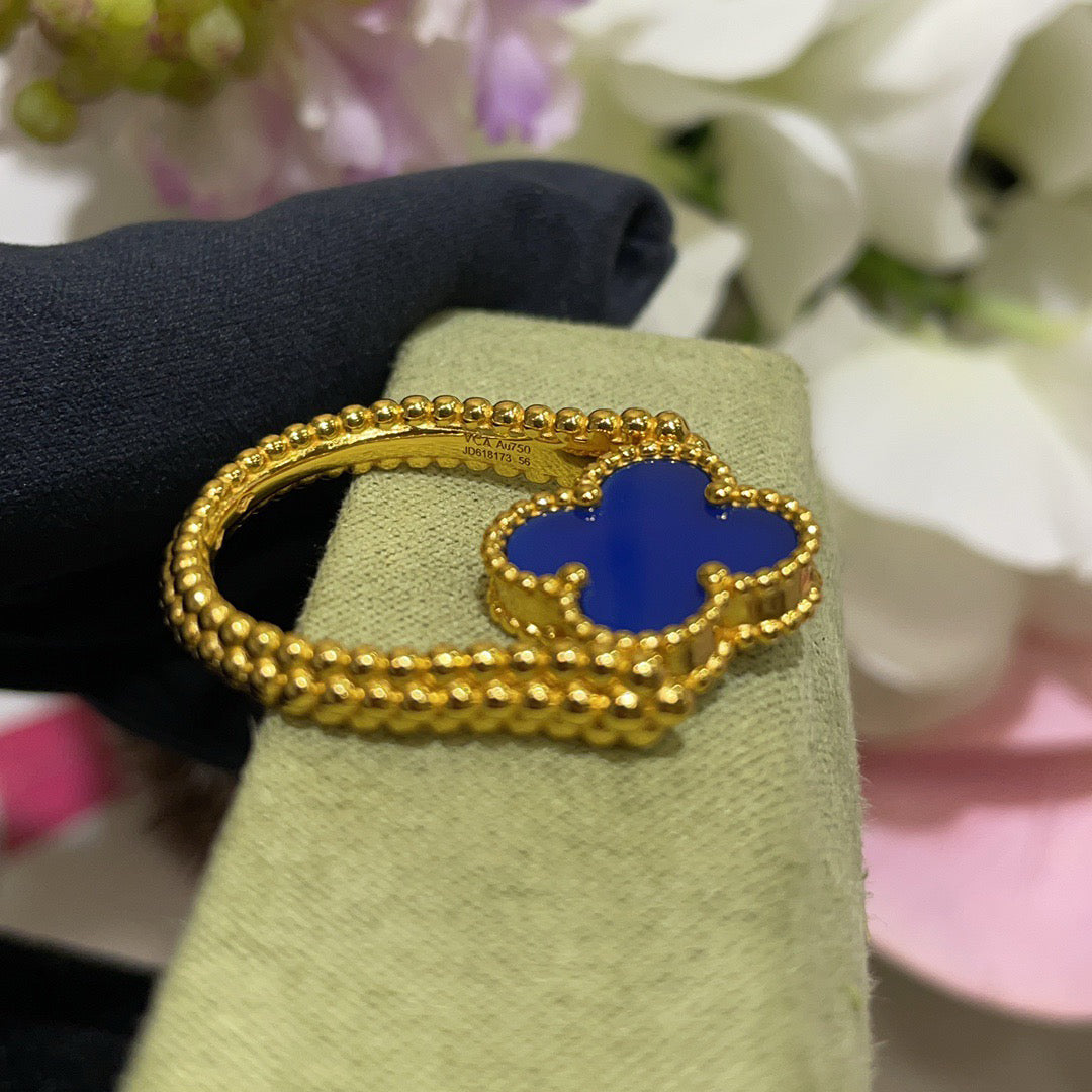 CLOVER RIVERSIBLE BLUE AGATE RING