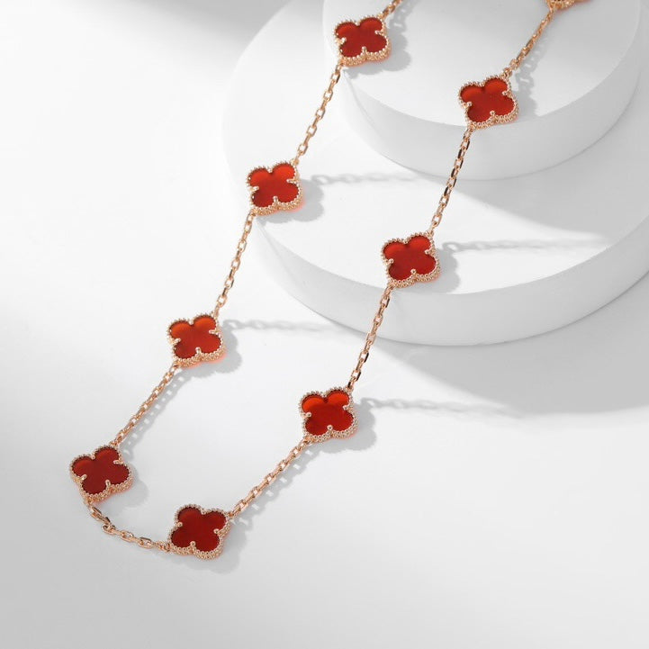 CLOVERS THE  10-MOTIFS CARNELIAN NECKLACE