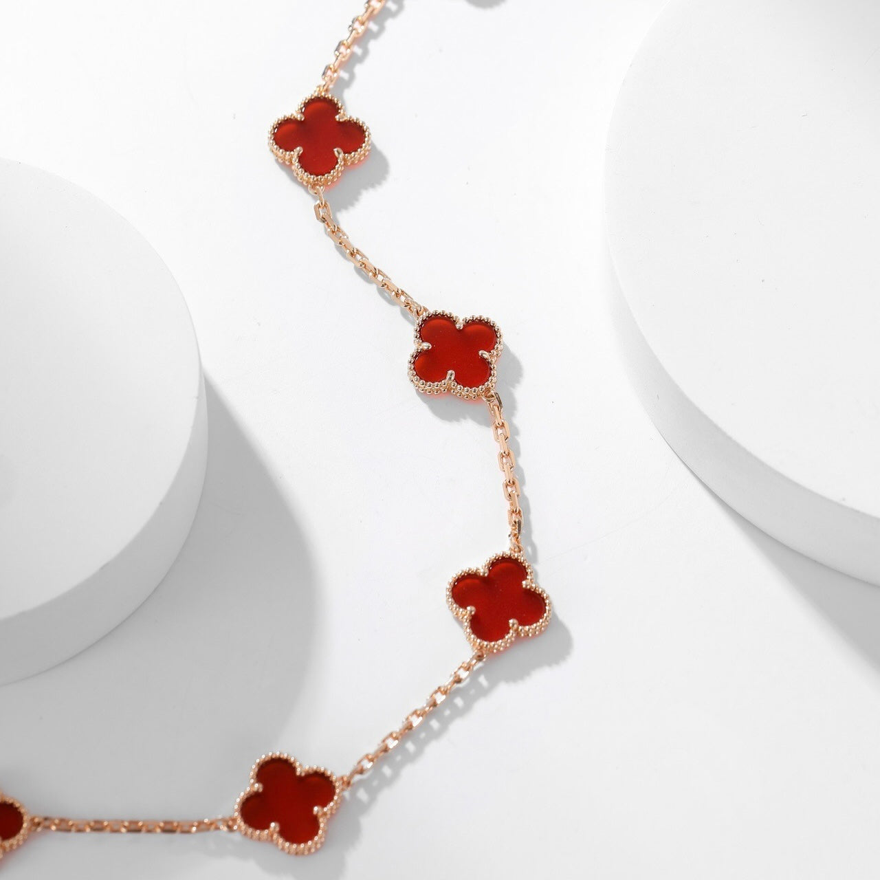 CLOVERS THE  10-MOTIFS CARNELIAN NECKLACE