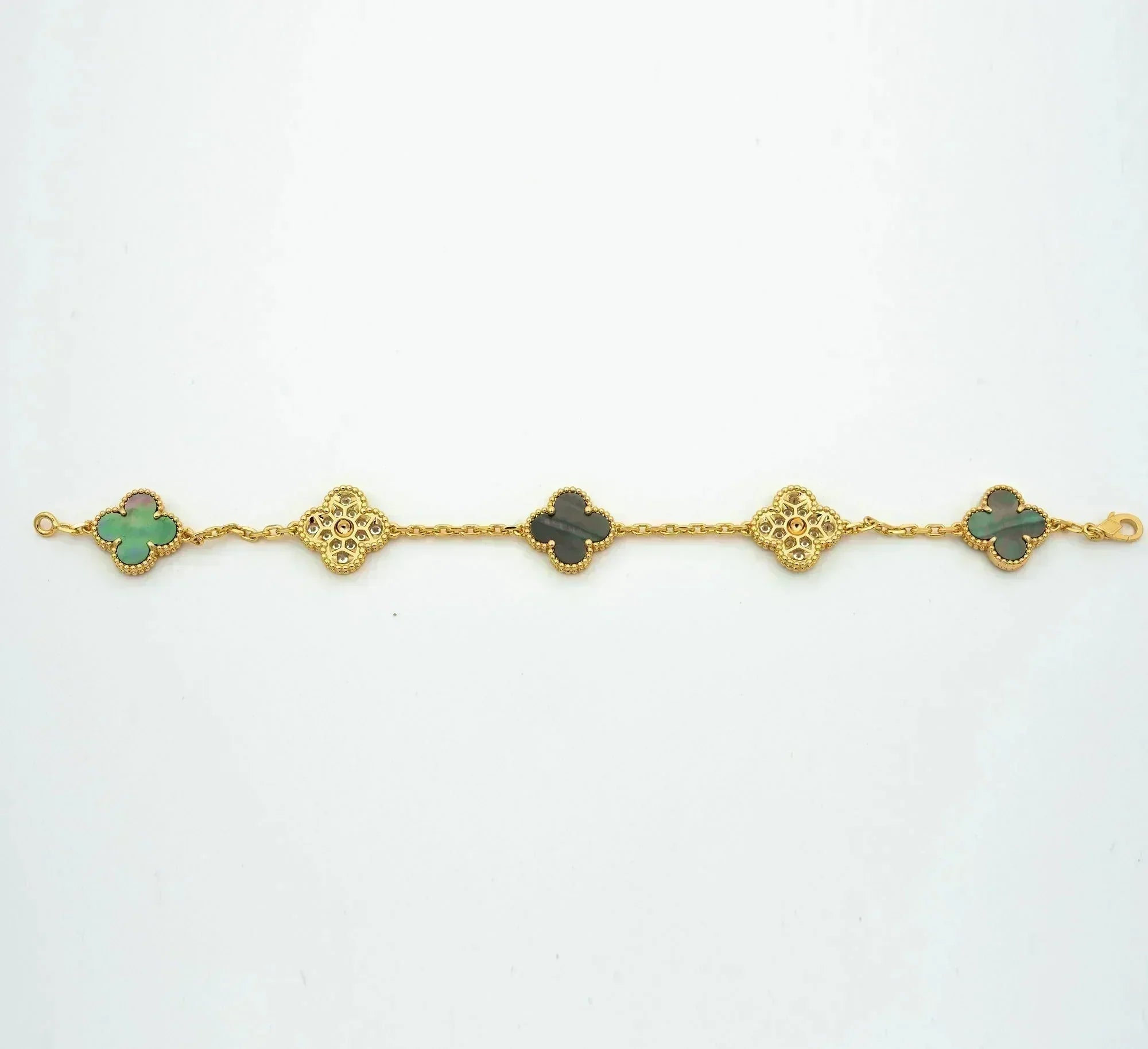 CLOVER 5 MOTIF GRAY MOP DIAMOND BRACELET