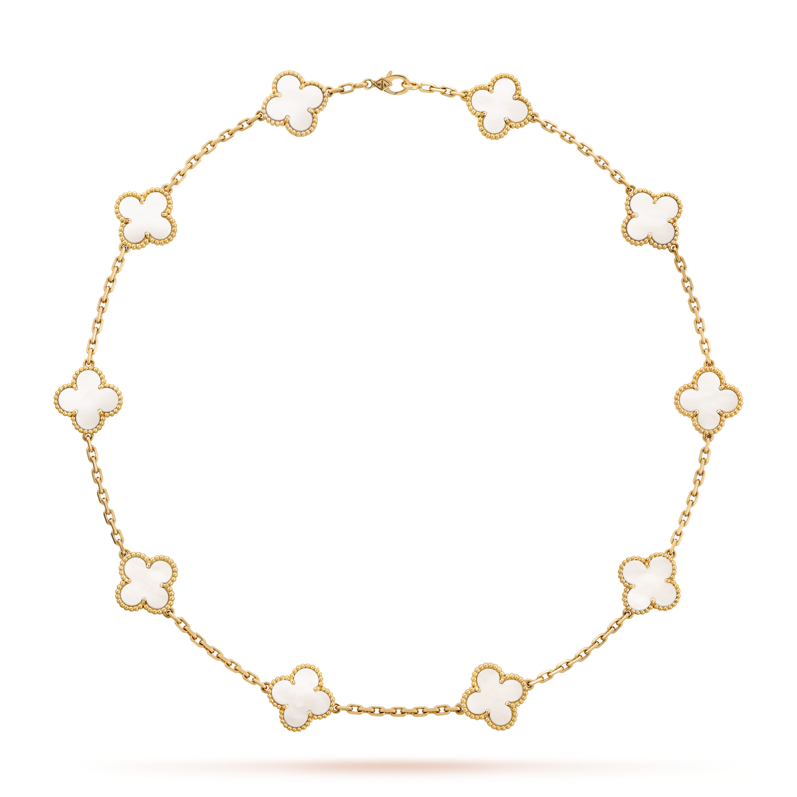 CLOVER 10 MOTIFS WHITE MOTHER OF PEARL NECKLACE