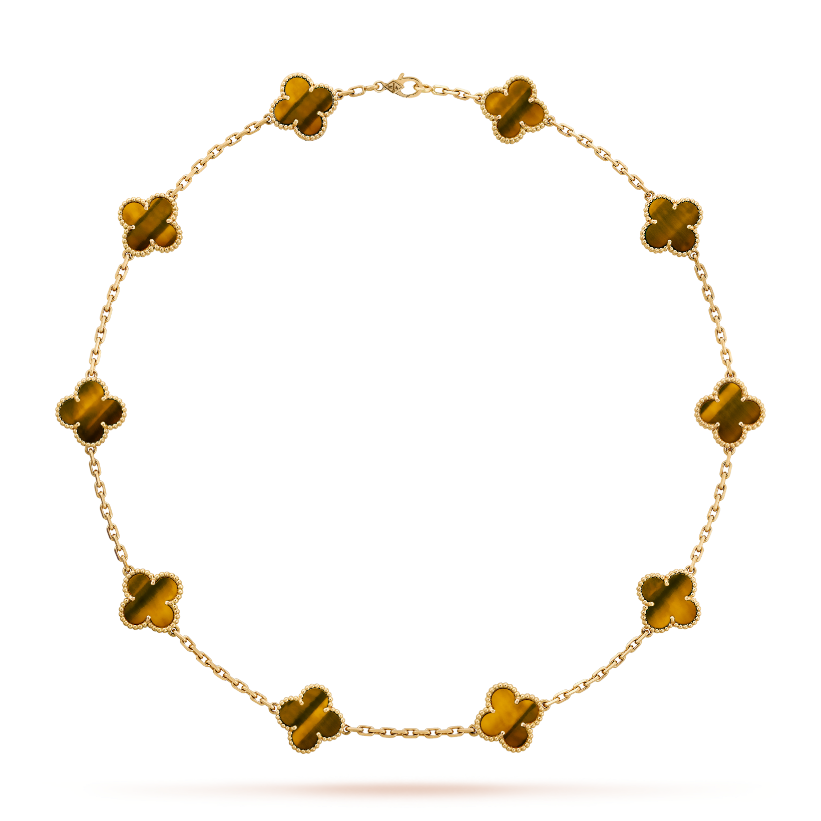 CLOVER 10 MOTIFS TIGER EYE NECKLACE