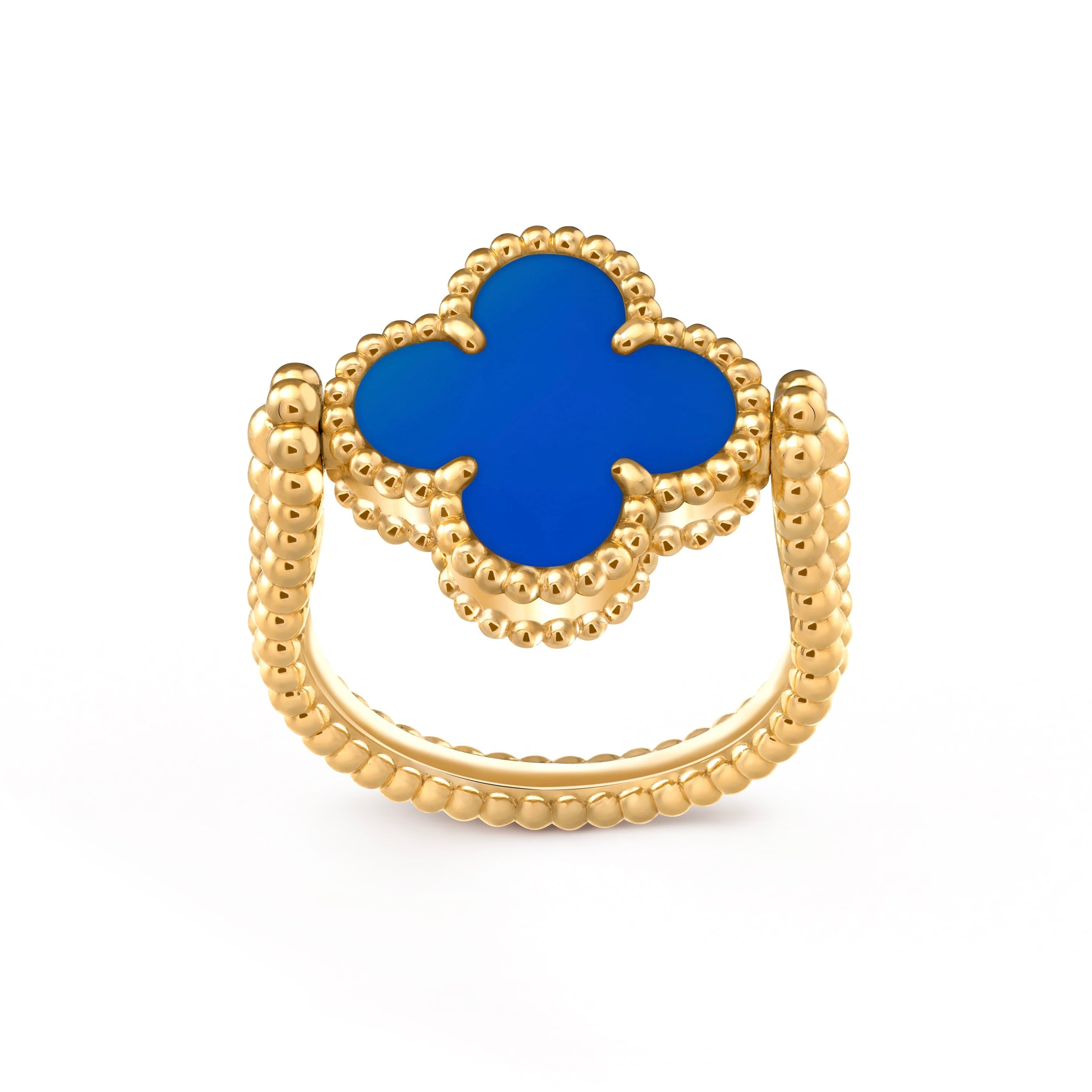 CLOVER RIVERSIBLE BLUE AGATE RING