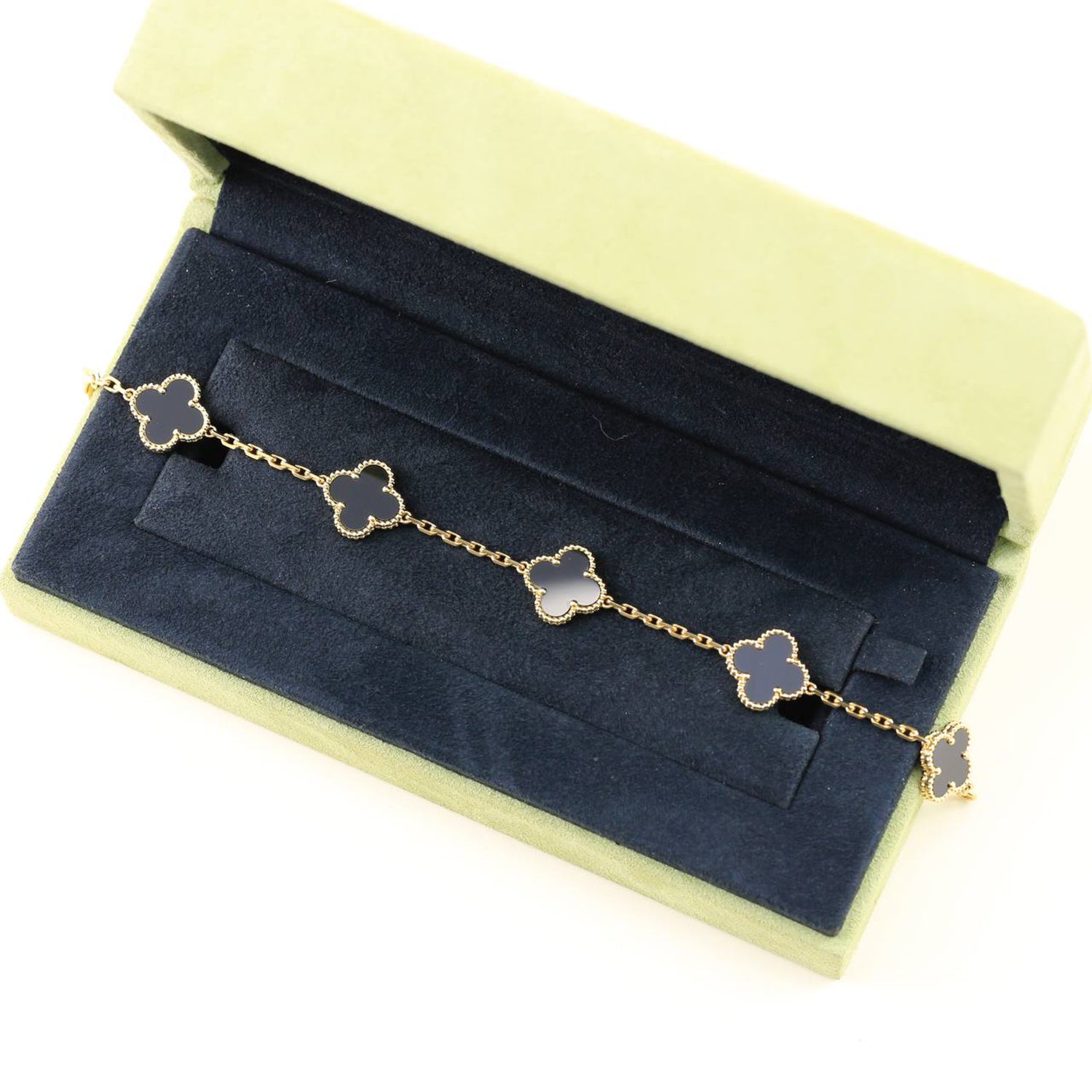 CLOVER  5 MOTIFS BLACK ONYX BRACELET